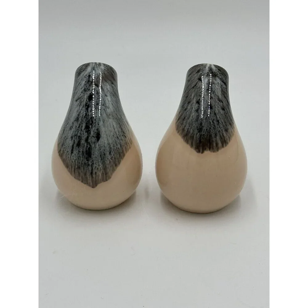 MCM Vernon Ware Salt and Pepper Shakers California‎ Drip Glaze Retro Boho Beige